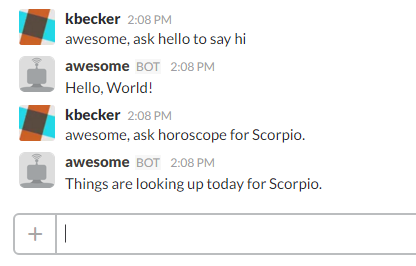 Conversational UI with a chatbot on Slack