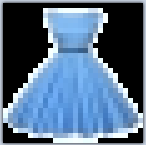 A close-up view of the 28x28 pixel image of a dress for machine learning image recognition.