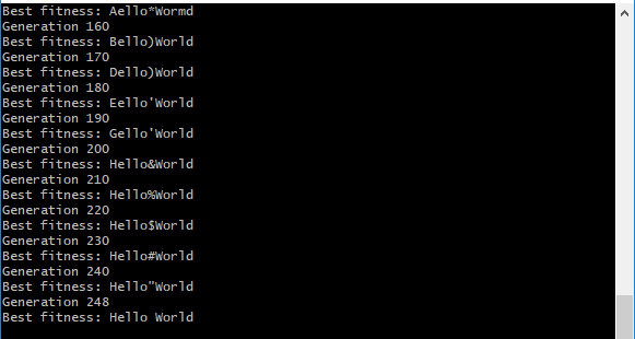 A genetic algorithm for Hello world
