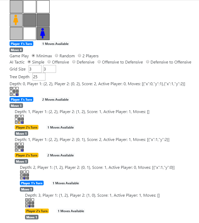 Isolation game tree rendered in React javascript