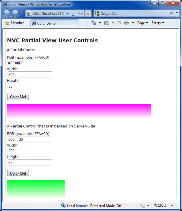 ASP .NET MVC 3 Partial View User Control with Server Side Code