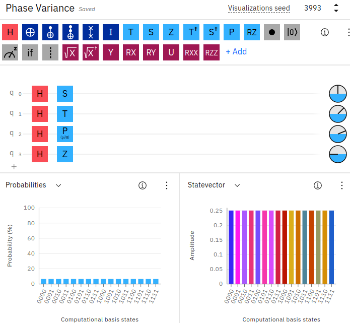 Creating phase on qubits in the IBM Quantum Composer